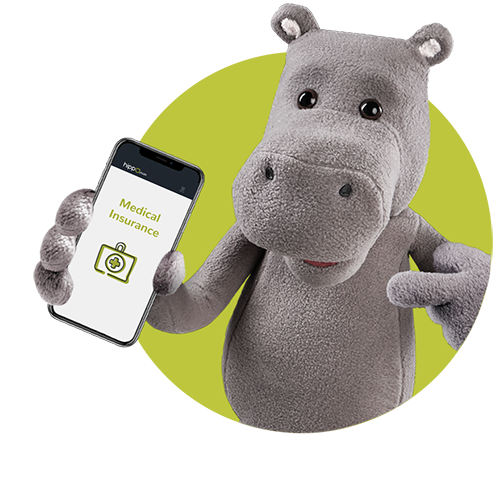 Save on Medical insurance with Hippo Hippo holding phone, with Medical