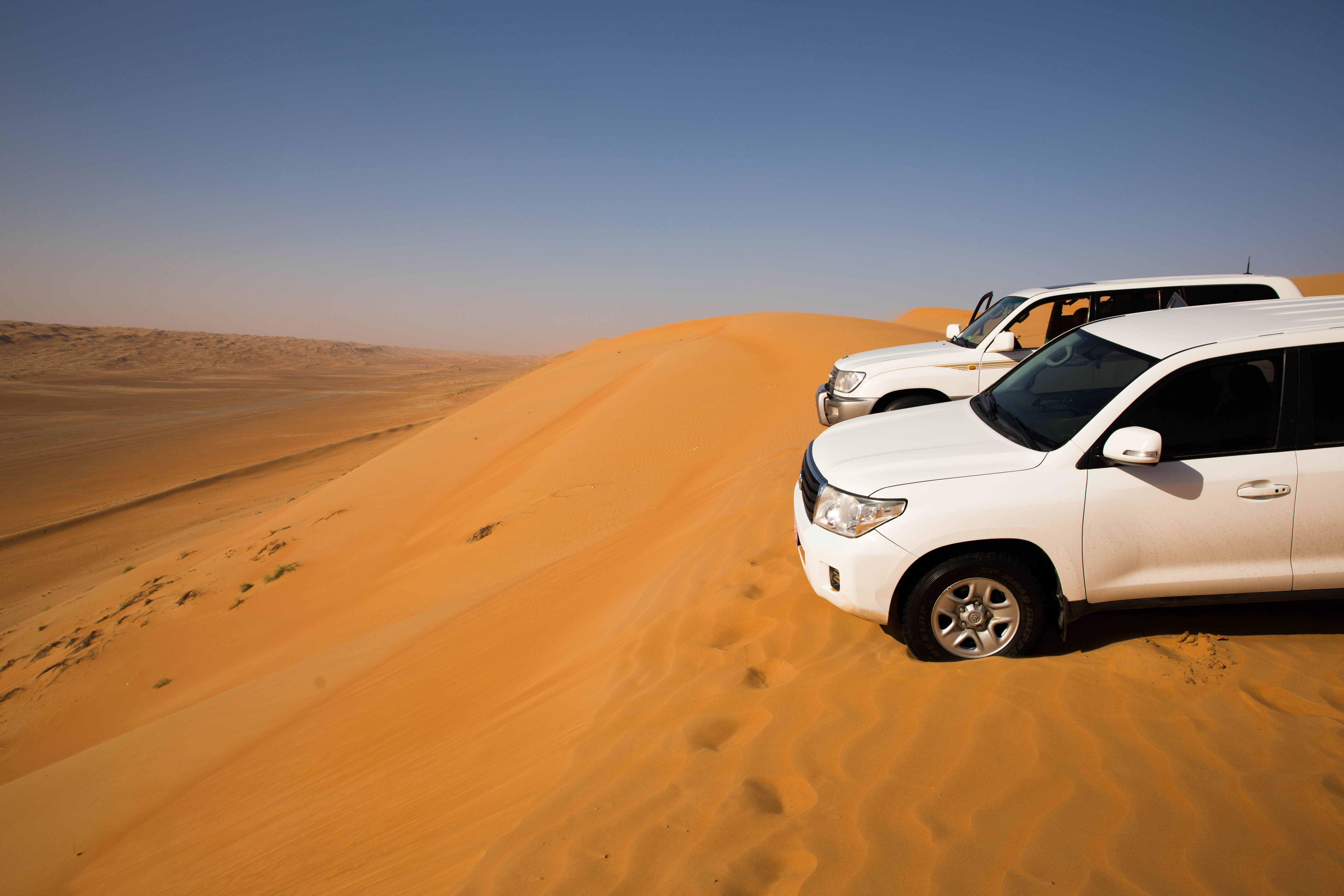Toyota vehicles in the desert