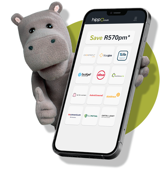 Hippo holding phone, Save on your Life Insurance