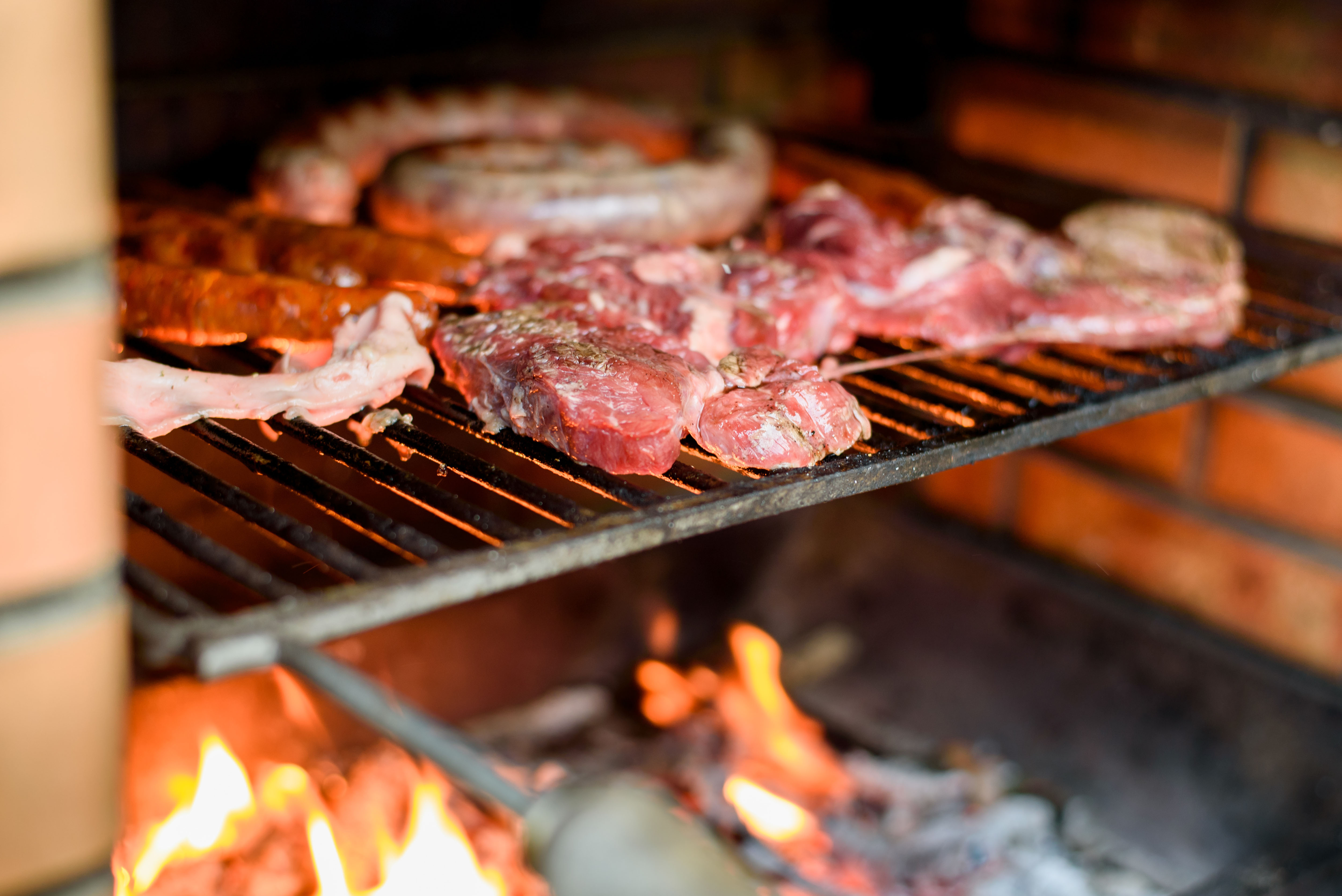 Traditional South African braai with meat on the gril