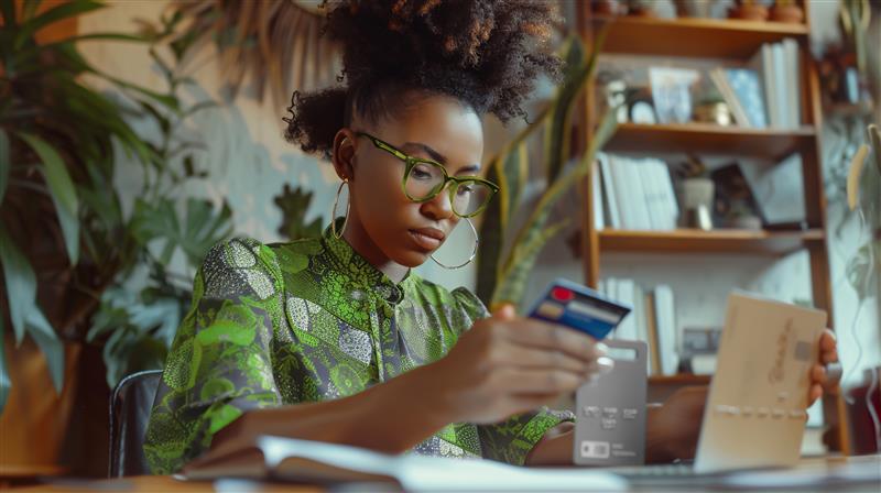 Business woman using credit card