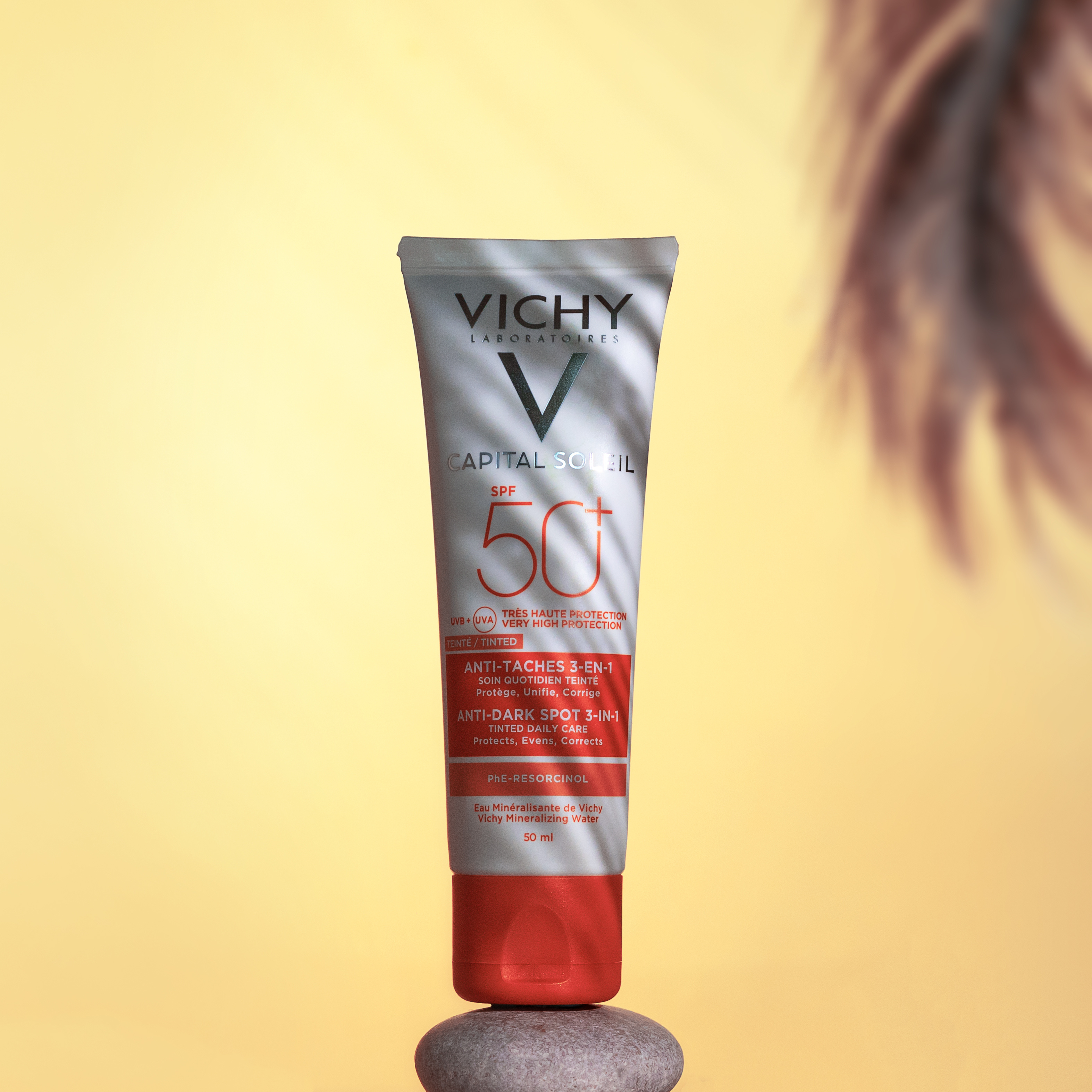 vichy capital soleil spf 50+ sunscreen tube with anti-dark spot formula