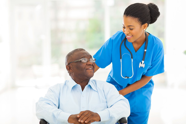 Female doctor with patient